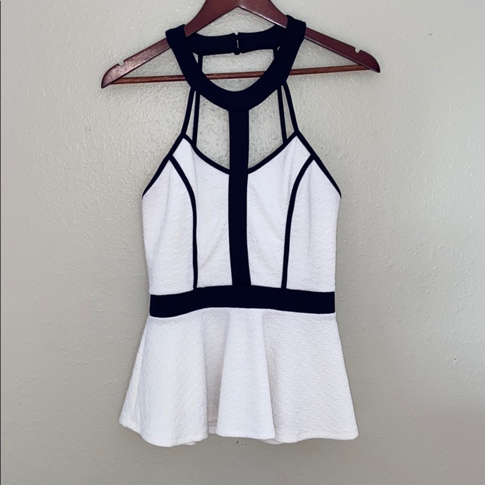 High neck peplum top